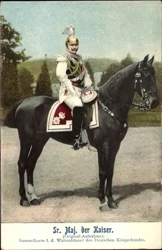 Ak Kaiser Wilhelm II. zu Pferde, Sammelpostkarte Deutscher Kriegerbund