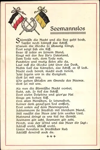 Ak Gedicht Seemannslos, Stürmisch die Nacht und die See geht hoch...