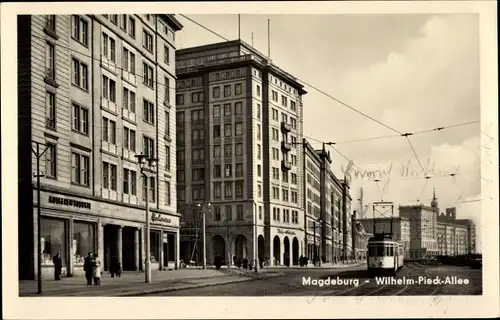 Ak Magdeburg an der Elbe, Wilhelm Pieck Allee, Straßenbahn