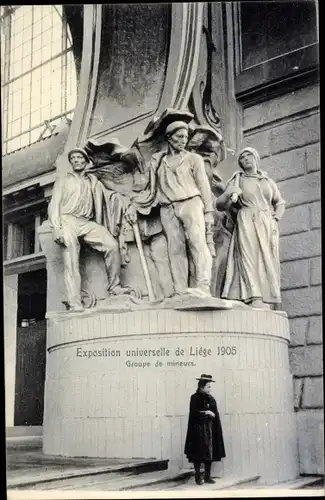 Ak Liège Lüttich Wallonien, Exposition Universelle 1905, Groupe de mineurs