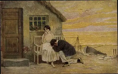 Künstler Ak Borrmeister, R., Entsagung, Liebespaar