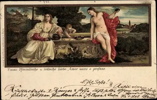 Künstler Ak Tizian, Himmlische und irdische Liebe