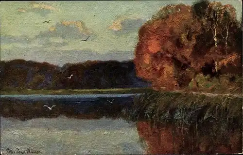 Künstler Ak Müller, Peter Paul, Landschaft mit See