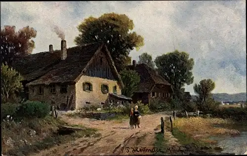 Künstler Ak Heilinger, P., Landschaft, Bauernhof