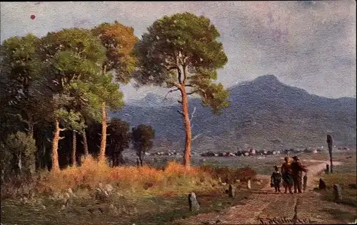 Künstler Ak Heilinger, P., Landschaft mit Gebirge