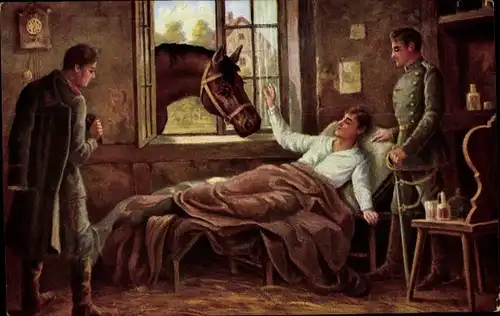 Künstler Ak Spindler, Hugo, Ein lieber Besuch, Pferd