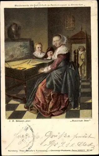 Künstler Ak Molenaer, J. M., Musizierende Dame