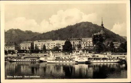 Ak Bad Schandau Elbe, Salondampfer Riesa und Leipzig, Stadt