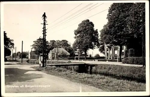 Ak Borgercompagnie Groningen, Straßenpartie, Brücke, Fluss