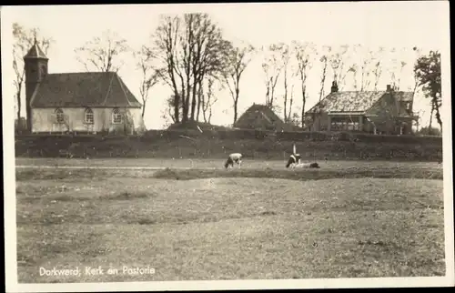 Ak Dorkwerd Groningen, Kerk en Pastorie