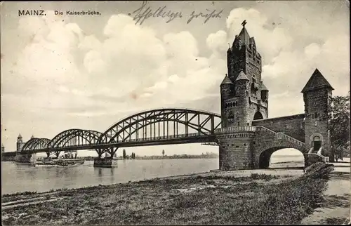 Ak Mainz am Rhein, Kaiserbrücke
