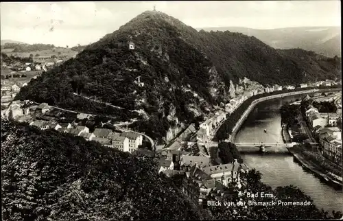 Ak Bad Ems an der Lahn, Blick von der Bismarck-Promenade