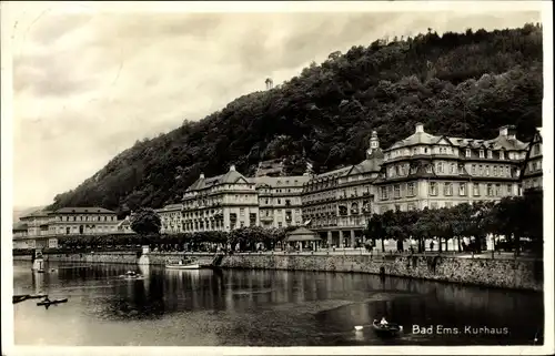 Ak Bad Ems an der Lahn, Kurhaus, Uferpartie
