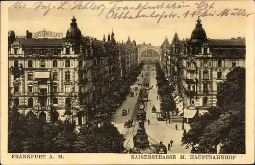 Ak Frankfurt am Main, Kaiserstraße mit Hauptbahnhof