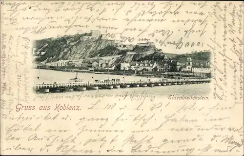 Ak Ehrenbreitstein Koblenz am Rhein, Schiffbrücke, Festung