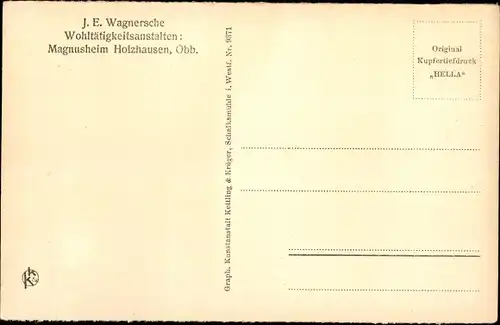 Ak Holzhausen Igling in Oberbayern, J. E. Wagnersche Wohltätigkeitsanstalt Magnusheim, Rindenkapelle