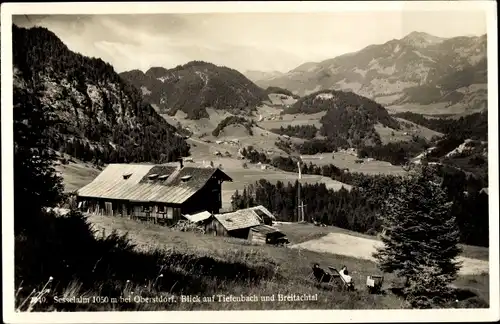 Ak Tiefenbach Oberstdorf im Oberallgäu, Blick auf Breitachtal, Sesselalm, Hütte