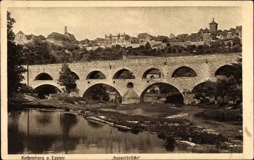 Ak Rothenburg ob der Tauber Mittelfranken, Doppelbrücke