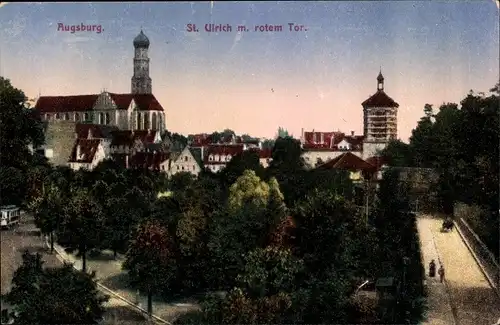 Ak Augsburg in Schwaben, St. Ulrich m. rotem Tor