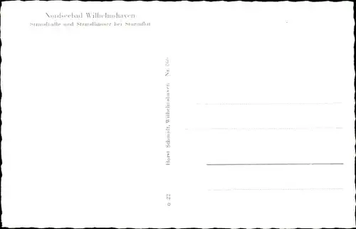 Ak Wilhelmshaven an der Nordsee, Strandhalle und Strandhäuser bei Sturmflut