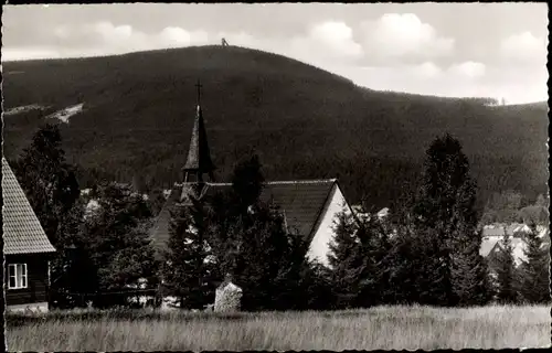 Ak Braunlage im Oberharz, Bergkirche mit Wurmberg