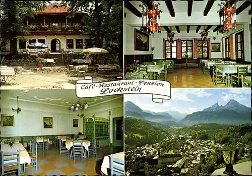 Ak Berchtesgaden in Oberbayern, Cafe Restaurant Pension Lockstein, Panorama
