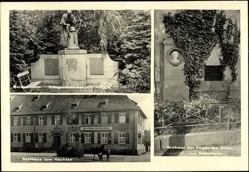 Ak Meißenheim am Rhein Baden, Kriegerdenkmal, Gasthaus zum Hechten, Grabmal Brion