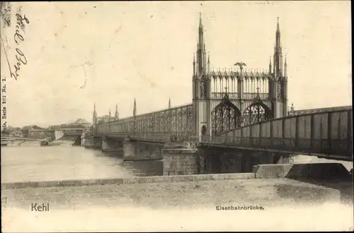 Ak Kehl am Rhein, Eisenbahnbrücke
