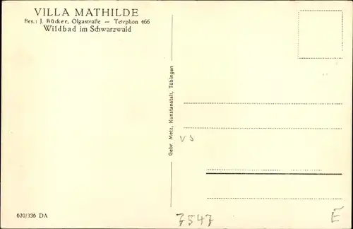 Ak Bad Wildbad im Schwarzwald, Villa Mathilde, Olgastraße