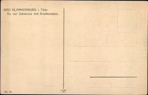 Ak Bad Blankenburg in Thüringen, An der Schwarza mit Greifenstein