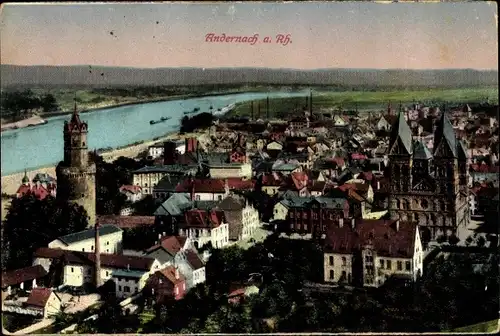 Ak Andernach am Rhein, Totalansicht, Kirche