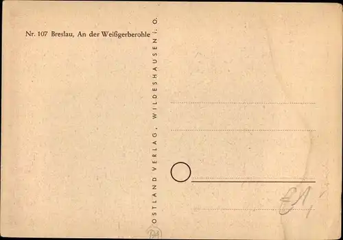 Ak Wrocław Breslau Schlesien, An der Weißgerberohle