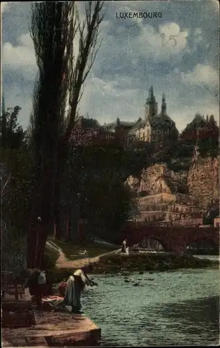 Ak Luxemburg Luxembourg, Teilansicht, Wäscherin