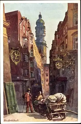 Künstler Ak Handel-Mazzetti, Innsbruck in Tirol, Seilergasse, Stadtturm