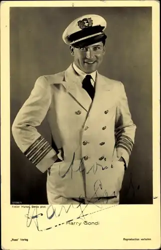 Ak Schauspieler Harry Gondi, Portrait in Uniform, Autogramm