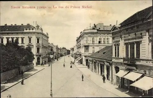 Ak Beograd Belgrad Serbien, La rue du Prince Michel