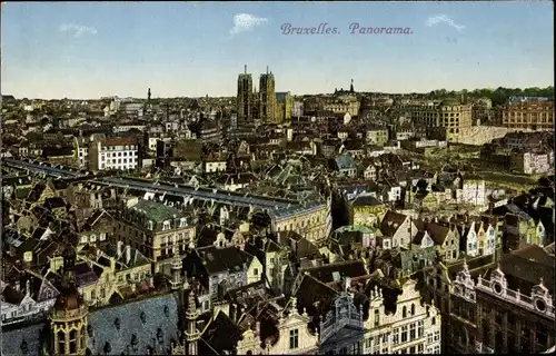 Ak Bruxelles Brüssel, Panorama vom Turm des Stadthauses aus gesehen, Sankt Hubert Galerie