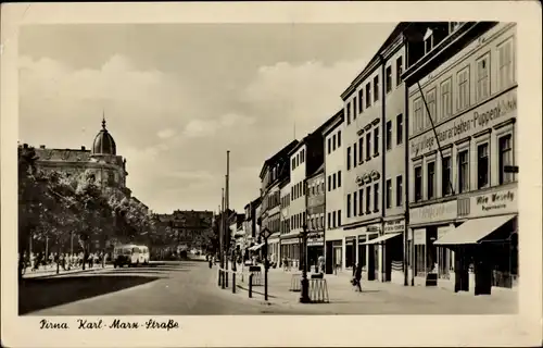 Ak Pirna in Sachsen, Karl Marx Straße, Geschäfte