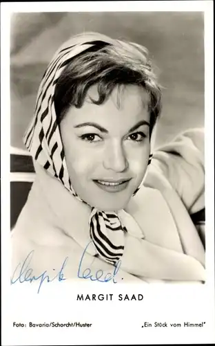 Ak Schauspielerin Margit Saad, Portrait, Autogramm, Kopftuch