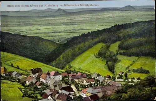 Ak Region Aussig, Blick vom Roten Kreuz auf Niklasberg