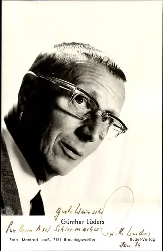 Ak Schauspieler Günter Lüders, Portrait, Autogramm