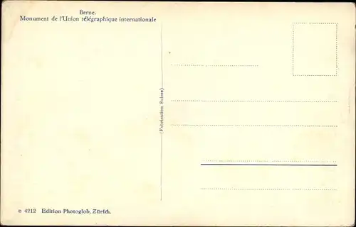 Ak Bern Stadt Schweiz, Welttelegrafen-Denkmal