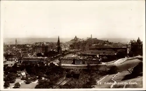 Ak Edinburgh Schottland, Panorama from the Castle