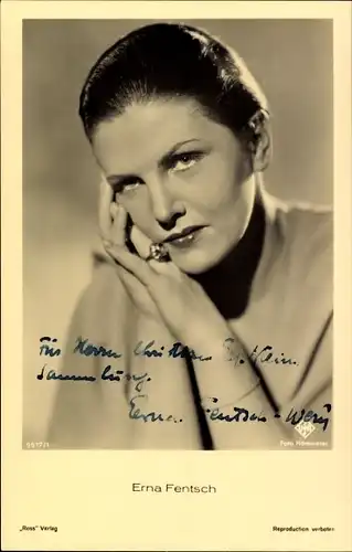Ak Schauspielerin Erna Fentsch, Portrait, Autogramm