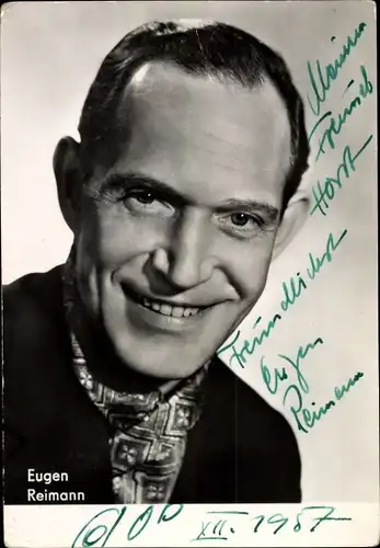 Ak Schauspieler Eugen Reimann, Portrait, Autogramm