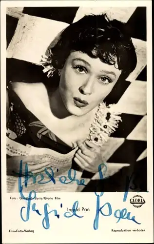 Ak Schauspielerin Ingrid Pan, Portrait, Autogramm, Film Ein tolles Früchtchen
