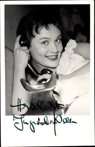 Ak Schauspielerin Ingrid Pan, Portrait, Autogramm, Telefon