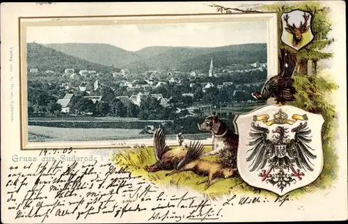 Wappen Ak Bad Suderode Quedlinburg im Harz, Blick auf den Ort