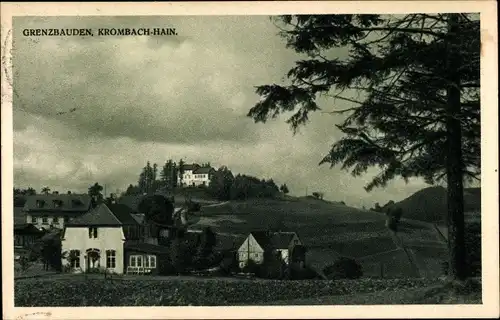 Ak Hain Oybin, Valy Krompach Krombach Region Reichenberg, Grenzbauden