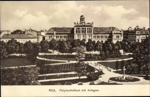 Ak Riga Lettland, Polytechnikum mit Anlagen